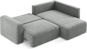 Szary rozkładany/ze schowkiem narożnik z tkaniny szenilowej (prawostronny/w kształcie litery L) Kona – Makamii