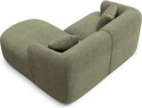 Zielony sztruksowy narożnik (prawostronny/z szezlongiem) Campi – Cosmopolitan Design