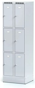 Alfa 3 Szafka skrytkowa S6 na cokole, 6 schowków, 1920 x 600 x 500 mm, zamek obrotowy, drzwi szare
