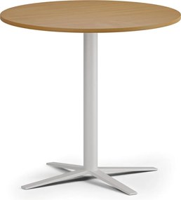 Stolik kawowy AURA, średnica 60 cm, biała podstawa, buk