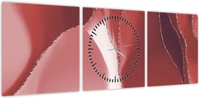 Obraz - Czerwony abstrakcyjny kwiat N⁰3 (z zegarem) (90x30 cm)