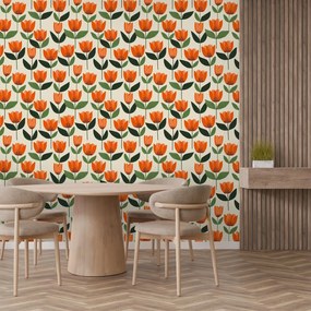 Fototapeta - Wzór z tulipanami (196x136 cm)