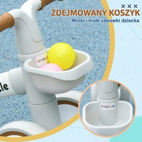 AIYAPLAY Rower biegowy, regulowane siedzisko, ciche koła, dla dzieci 1-3 lata, do 20 kg, Brązowy/Biały