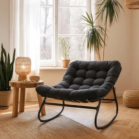 Fotel Bujany Wypoczynkowy AURORA na Płozach Czarny Nowoczesny