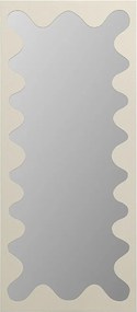Lustro metalowe faliste dużych rozmiarów - szer. 70 x wys. 160 cm - Beżowy - GANSU
