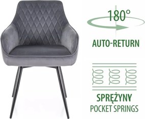 Krzesło do jadalni z obrotowym siedziskiem i samopowrotem Marlo Velvet Signal