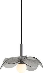 Designerska lampa wisząca srebrna z przydymionym szkłem - Kemner