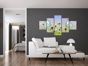 Obraz motyli na kwiatku (125x70 cm)