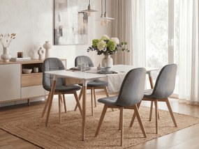 Zestaw jadalniany 1 + 4, biały stół ADRIA 120x80 cm + ciemnoszare aksamitne krzesło BORA