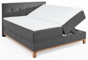 Ciemnoszare łóżko boxspring ze schowkiem 160x200 cm Catania − Meise Möbel