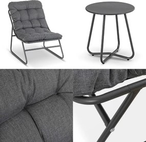 Zestaw mebli ogrodowych na balkon i taras Nivo 065 - 2 fotele i stolik, kolor szary