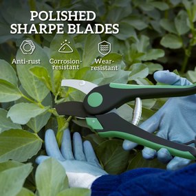 Outsunny Zestaw narzędzi ogrodowych 2 sztuki Narzędzia ogrodowe metalowe z nożycami ogrodowymi Zielony+Czarny