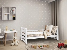 Łóżko dziecięce MELA 80 x 160 cm, białe Stelaż: Ze stelażem listwowym elastycznym, Materac: Materac EASYSOFT 8 cm