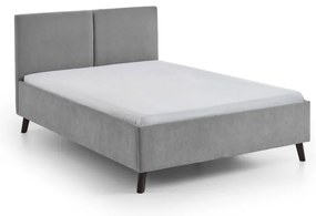 Szare tapicerowane łóżko dwuosobowe ze stelażem 140x200 cm Piano – Meise Möbel