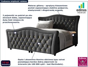 Ciemnoszare łóżko kontynentalne glamour 5 rozmiarów R4-W15