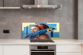 Panel szklany do Kuchni Papuga Ara na Ramieniu