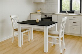 Prostokątny stół kuchenny 120x 80 cm czarny + biały - Silio 4X