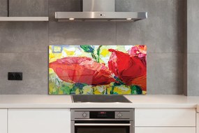 Szklany Panel Bukiet Czerwonych Kwiatów