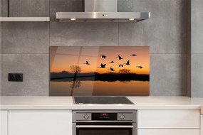 Szkło do Kuchni na Ścianę Lot Ptaków o Zachodzie Słońca