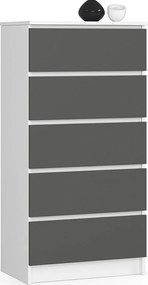 Komoda AKORD K60 Biała 60 cm 5 szuflad kolor Grafit Szary mat 60x40x121 cm