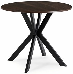 Stół Okrągły LAUREN 90 cm Orzech/Czarny Loft Nowoczesny