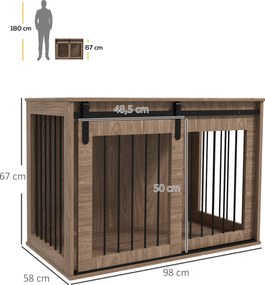PawHut Klatka dla psa zamykana drewniana rustykalny design 98x58x67 cm orzech czarny | Aosom PL