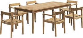 Zestaw mebli ogrodowych  z drewna tekowego: 1 stół Dł.200 cm + 6 foteli - Kolor jasny naturalny - ALLENDE