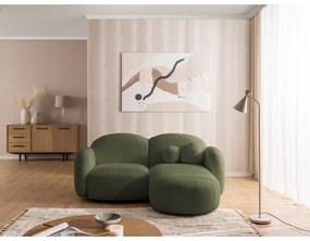 Zielony narożnik z materiału bouclé (prawostronny/z szezlongiem) Orbit – Ropez