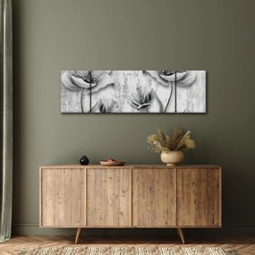 Obraz - Czarno-białe kwiaty na tle (170x50 cm)