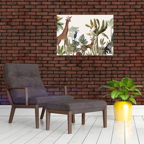 Obraz - Dżungla pełna zwierząt (70x50 cm)