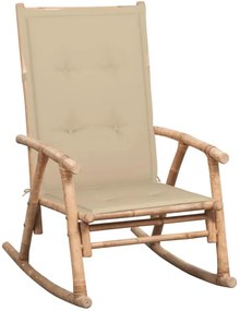 Bujany fotel ogrodowy drewniany z beżową poduszką - Stella