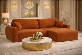 Narożnik z funkcją spania i pojemnikiem Ariel L, tkanina welurowa Salvador, Brązowy, Prawy