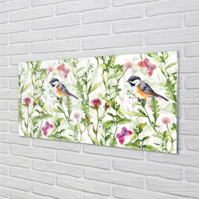 Panel szklany do Kuchni Artystyczna Wizja Ptaka w Trawie