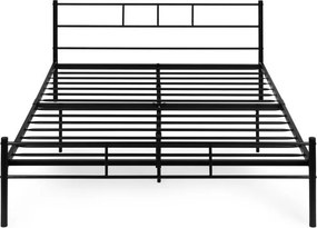 Czarne łóżko metalowe, dwuosobowe Kingsley 65A, 140x200 cm