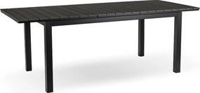 Zestaw Mebli Ogrodowych Stół ARGOS 160-210 cm Ciemnoszary Dąb/Czarny i 4x Fotel FRESNO Czarny Technorattan Nowoczesny