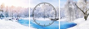 Obraz - Lodowe jezioro (z zegarem) (90x30 cm)