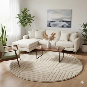 Dywan nowoczesny Art 3D Kwadraty kremowy 80 cm x 80 cm koło