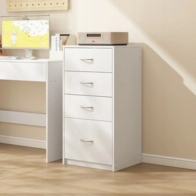 Nowoczesna półka z 4 szufladami w stylu loftowym, biała komoda, duża szafka biurowa 85 cm