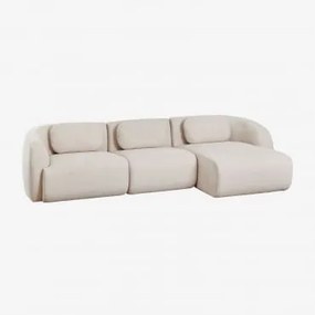 Coquette 3-częściowa Szenilowa Sofa Modułowa Z Szezlongiem Tkaniny Szenil Kremowa - Sklum
