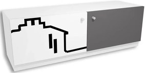 Biało-grafitowa komoda młodzieżowa z nadrukiem L2-H55