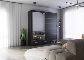 Szafa Lorenza 200 cm – nowoczesna szafa przesuwna z lustrem, 3 kolory mat i 2 połysk