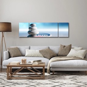 Obraz piasku, lilii i kamieni spa (170x50 cm)