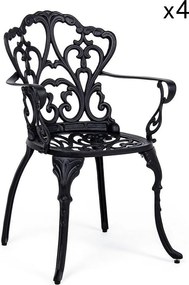 Zestaw 4 krzeseł aluminiowych z podłokietnikami w kolorze antracytowym - VICTORIA