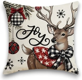 Świąteczna poszewka na poduszkę DEER WISH 45x45 cm, beżowa