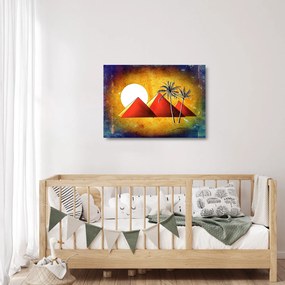 Obraz na szkle malowanych egipskich piramid (70x50 cm)