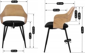 Krzesło jadalniane ze sklejki giętej Orbi, dąb złoty/czarny