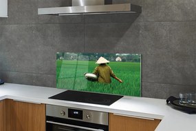 Szklany Panel Człowiek Odpoczywający na Trawie