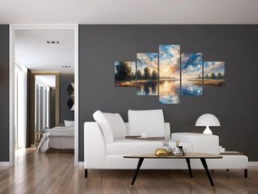 Obraz - Obraz słońca nad wodą (125x70 cm)
