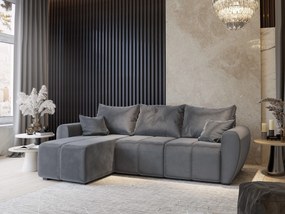 Masseno Narożnik MADISON z funkcją spania i pojemnikiem na pościel Narozniki L, Rozkładana sofa - Szary, PAROS 06