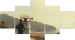 Obraz - Camille Pissarro, Two Women Chatting by the Sea, St. Thomas, reprodukcje (125x70 cm)